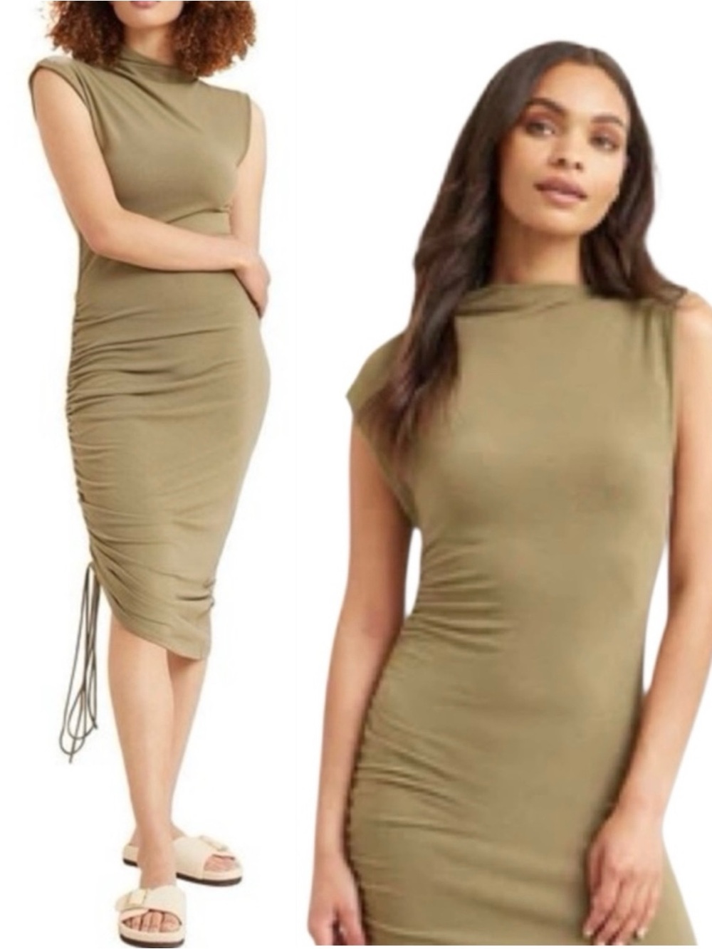 NEW Modern Citizen Rielle Asymmetric Neck Ruched Dress